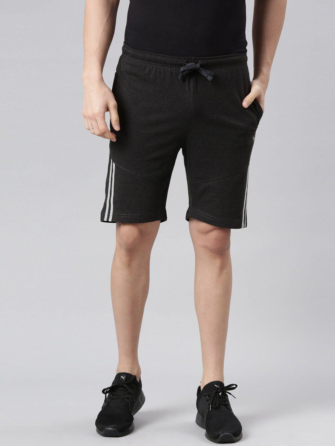 force nxt men charcoal black regular fit mid-rise cotton regular shorts