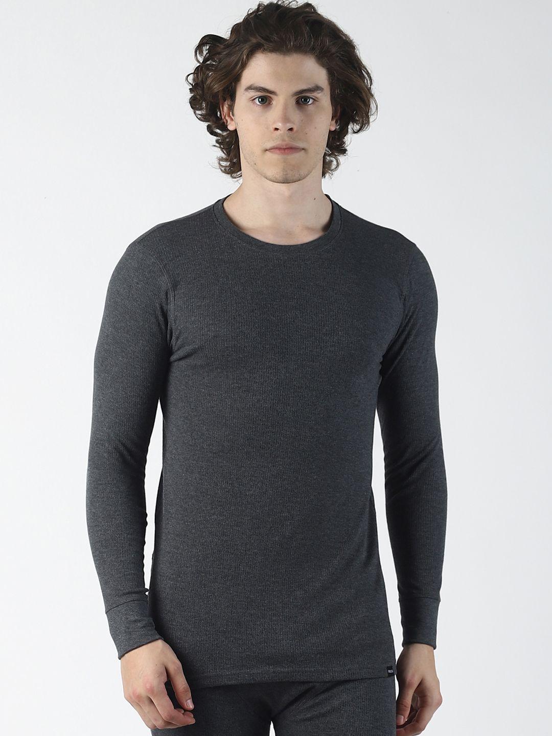 force nxt men charcoal grey solid assorted thermal top