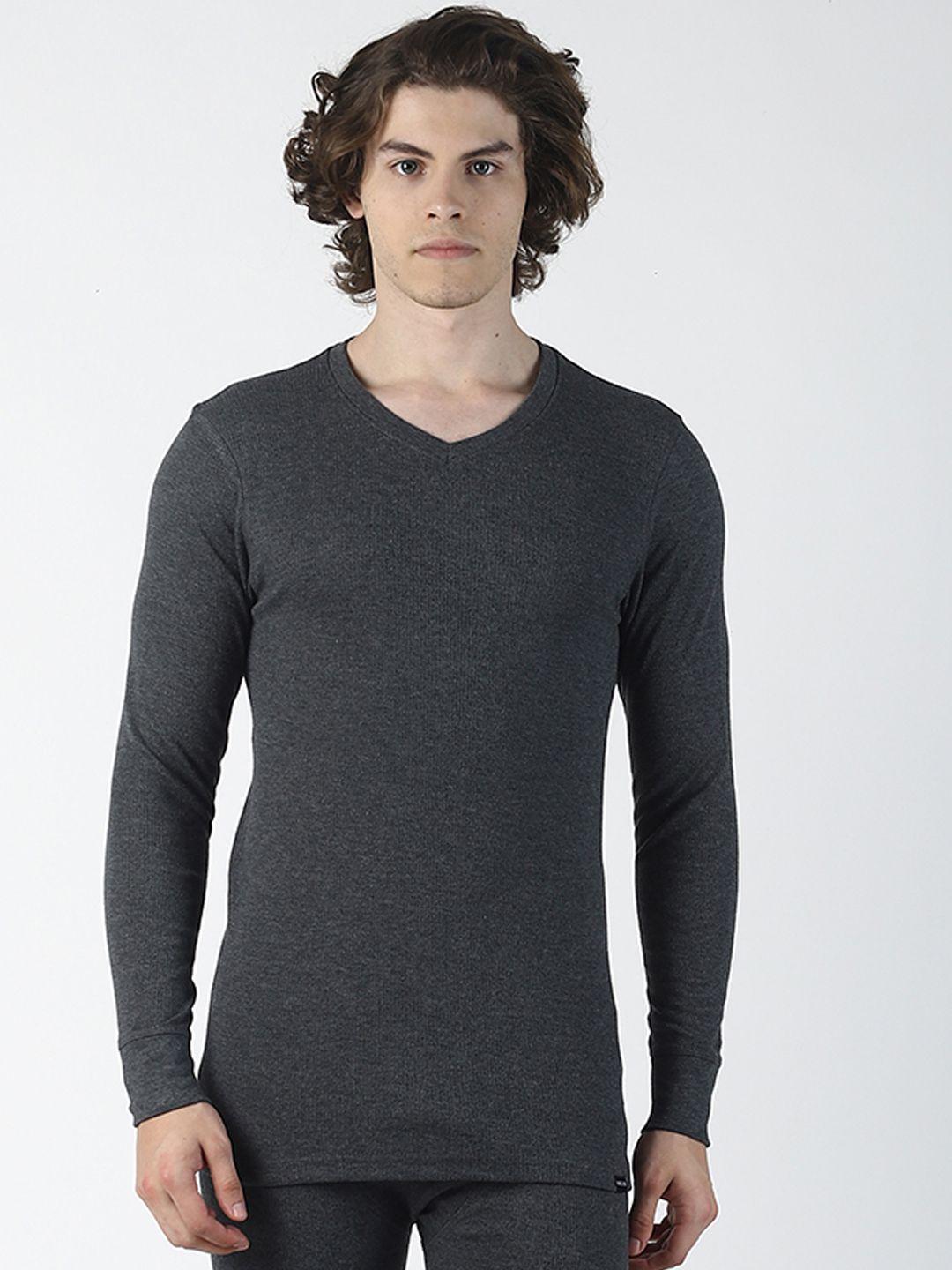 force nxt men charcoal grey solid assorted thermal top