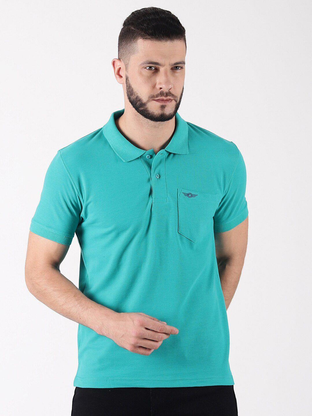 force nxt men green polo collar t-shirt