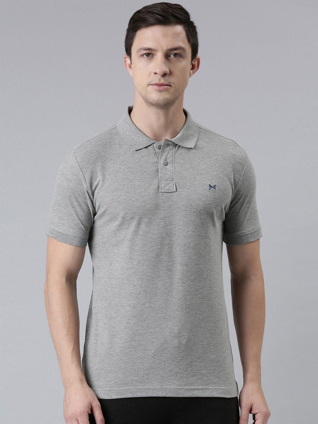 force nxt men grey polo collar cotton t-shirt