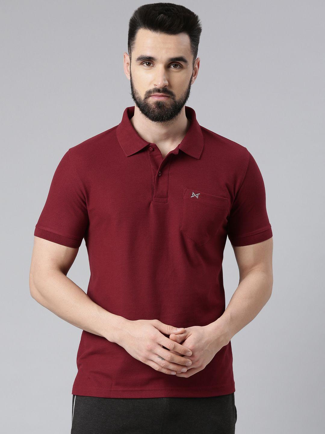 force nxt men maroon polo collar t-shirt