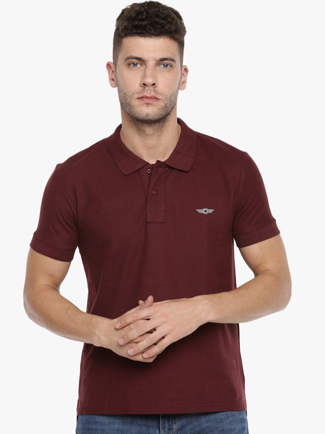 force nxt men maroon solid polo collar t-shirt