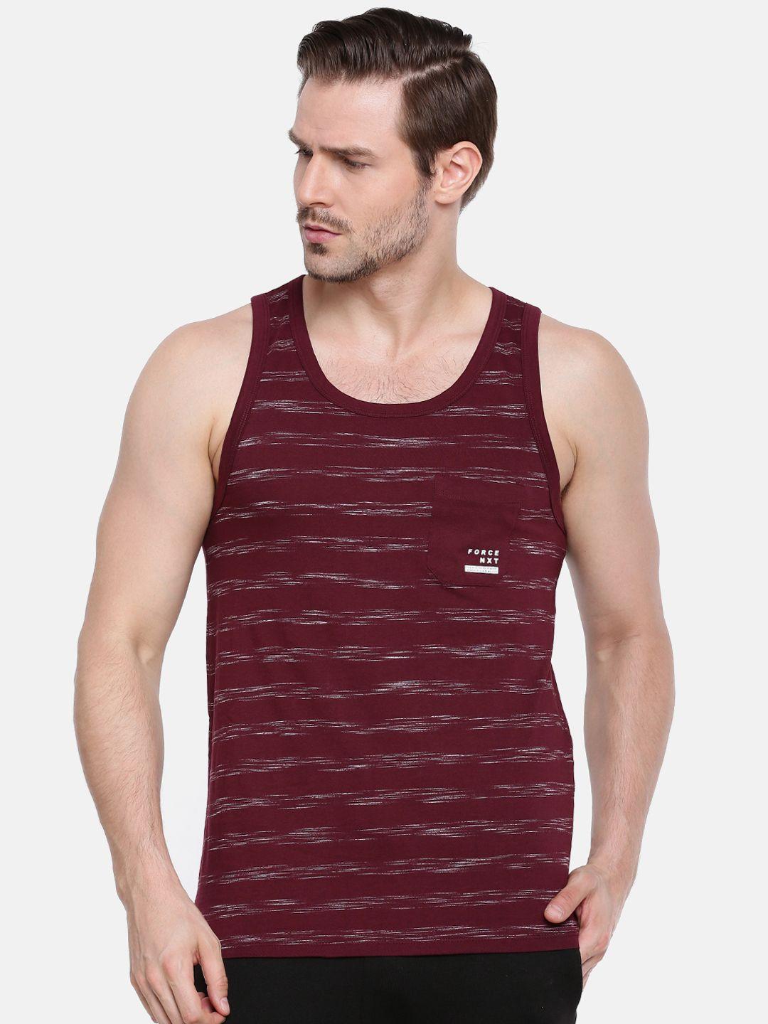 force nxt men maroon striped assorted innerwear vests