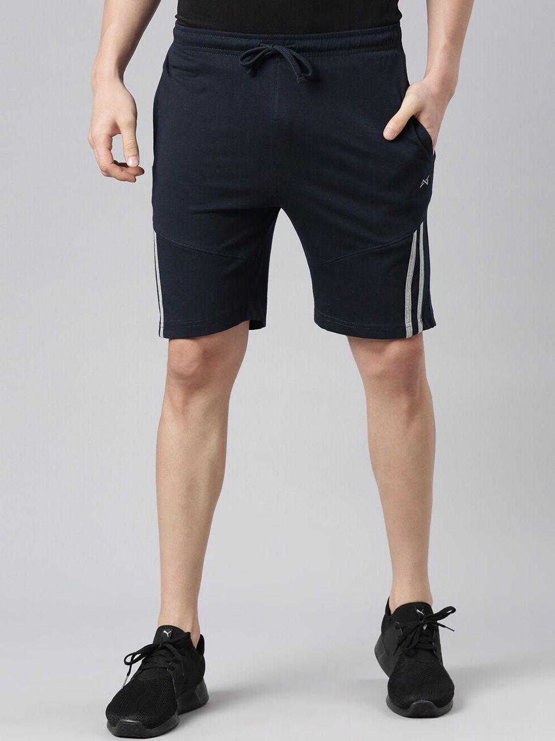 force nxt men navy blue cotton regular shorts