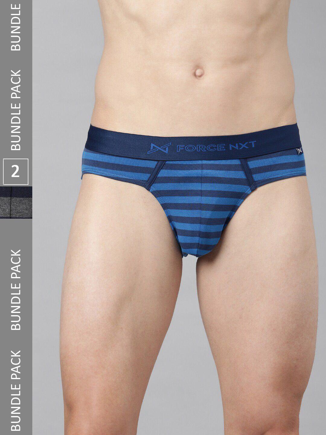 force nxt men pack of 2 striped assorted basic briefs mnfl-56-r3