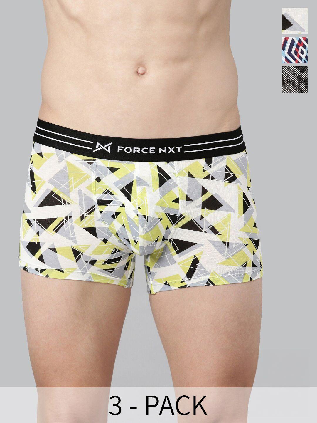 force nxt men pack of 3 graphic printed pure cotton trunks mnfs-21p-asst-c2-po3-multi