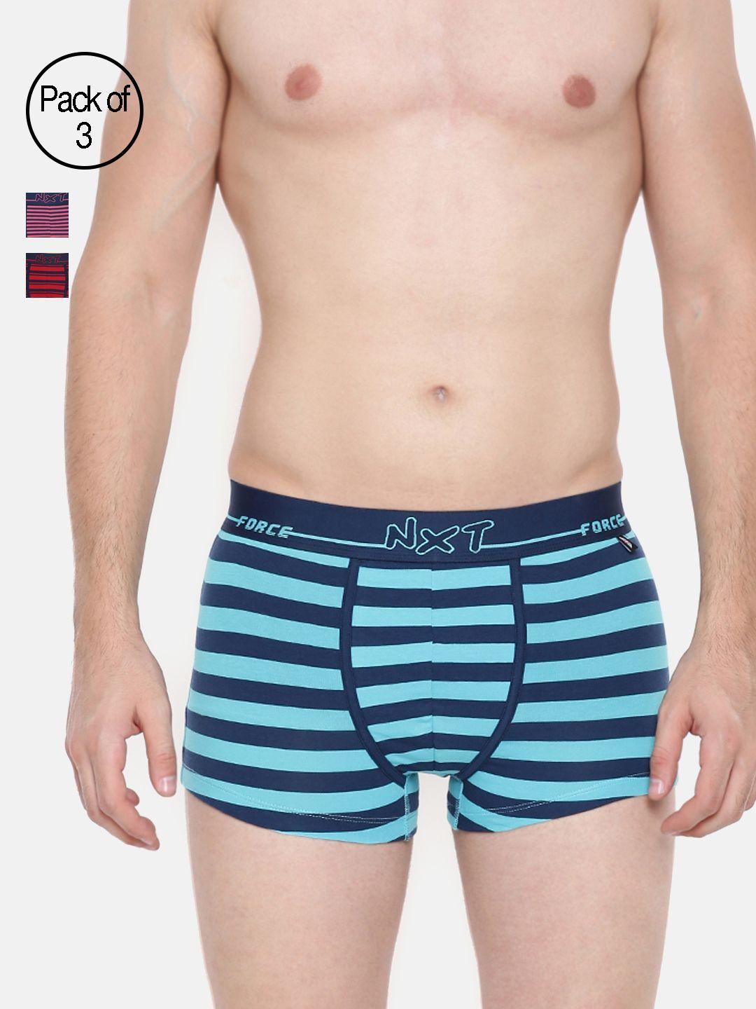 force nxt men pack of 3 striped assorted trunks mnfl-66-po3