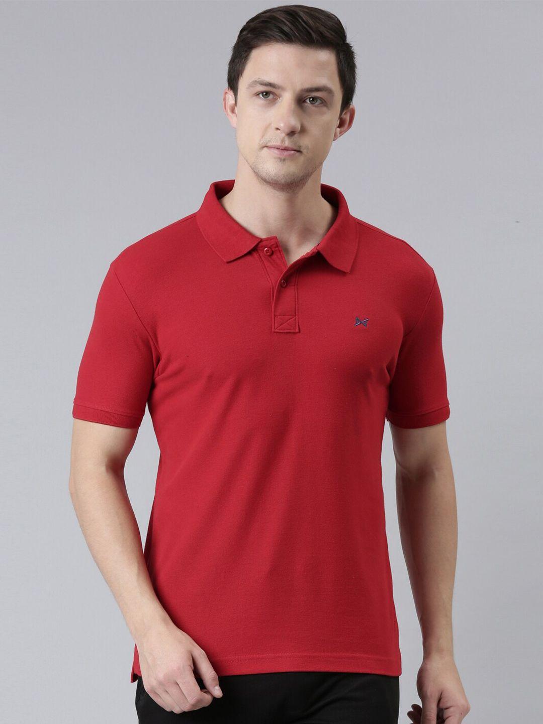 force nxt men red polo collar cotton t-shirt