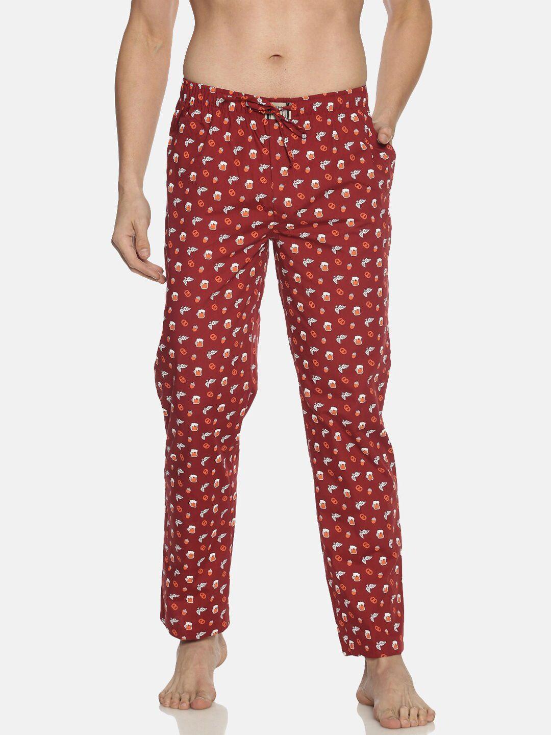 force nxt men red printed cotton lounge pants