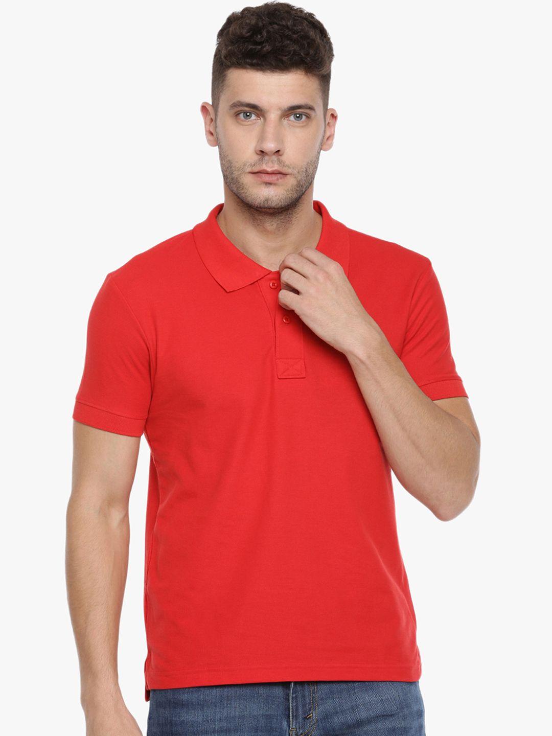 force nxt men red solid polo collar t-shirt