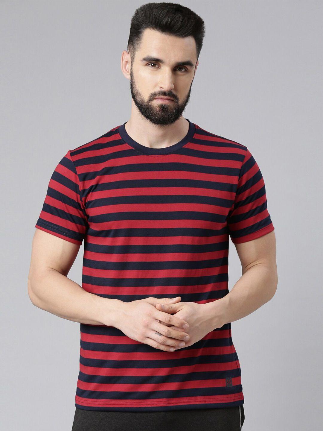 force nxt men striped pack of 1 super combed cotton t-shirt