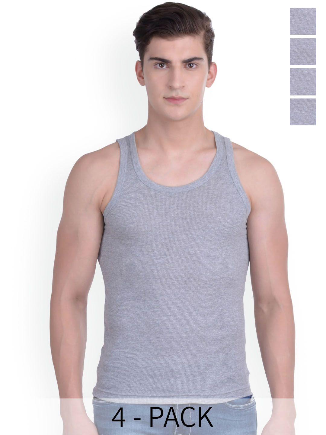 force nxt pack of 4 cotton innerwear vests mnfr-236-grey-po4