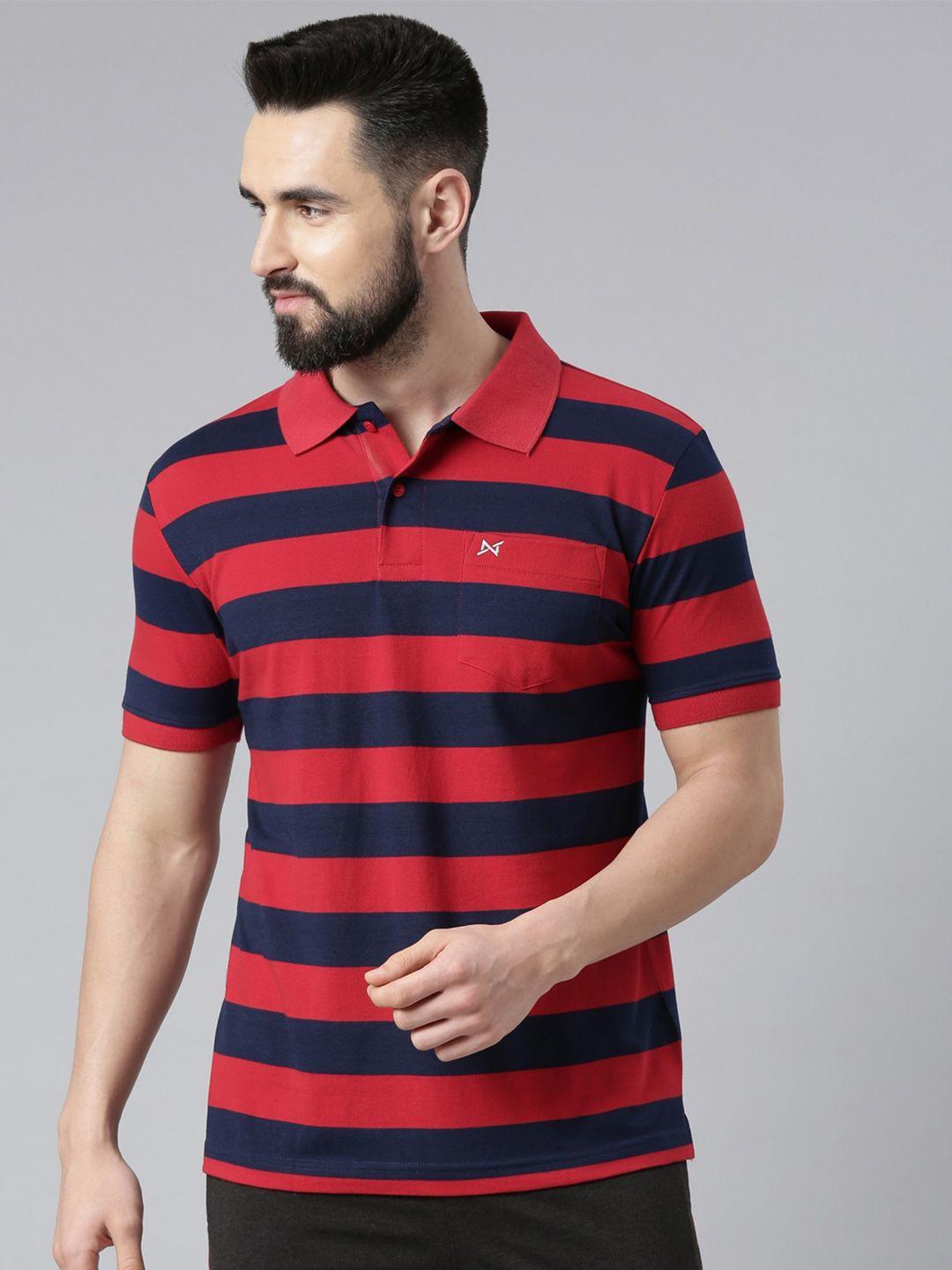 force nxt striped polo collar cotton t-shirt