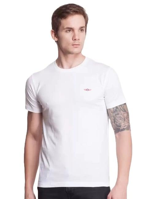 force nxt white cotton regular fit t-shirt