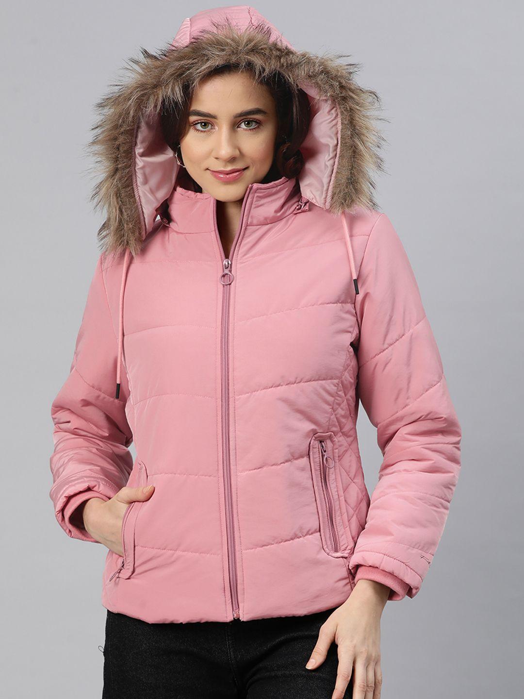 foreign culture by fort collins quilted padded jacket with detachable hood