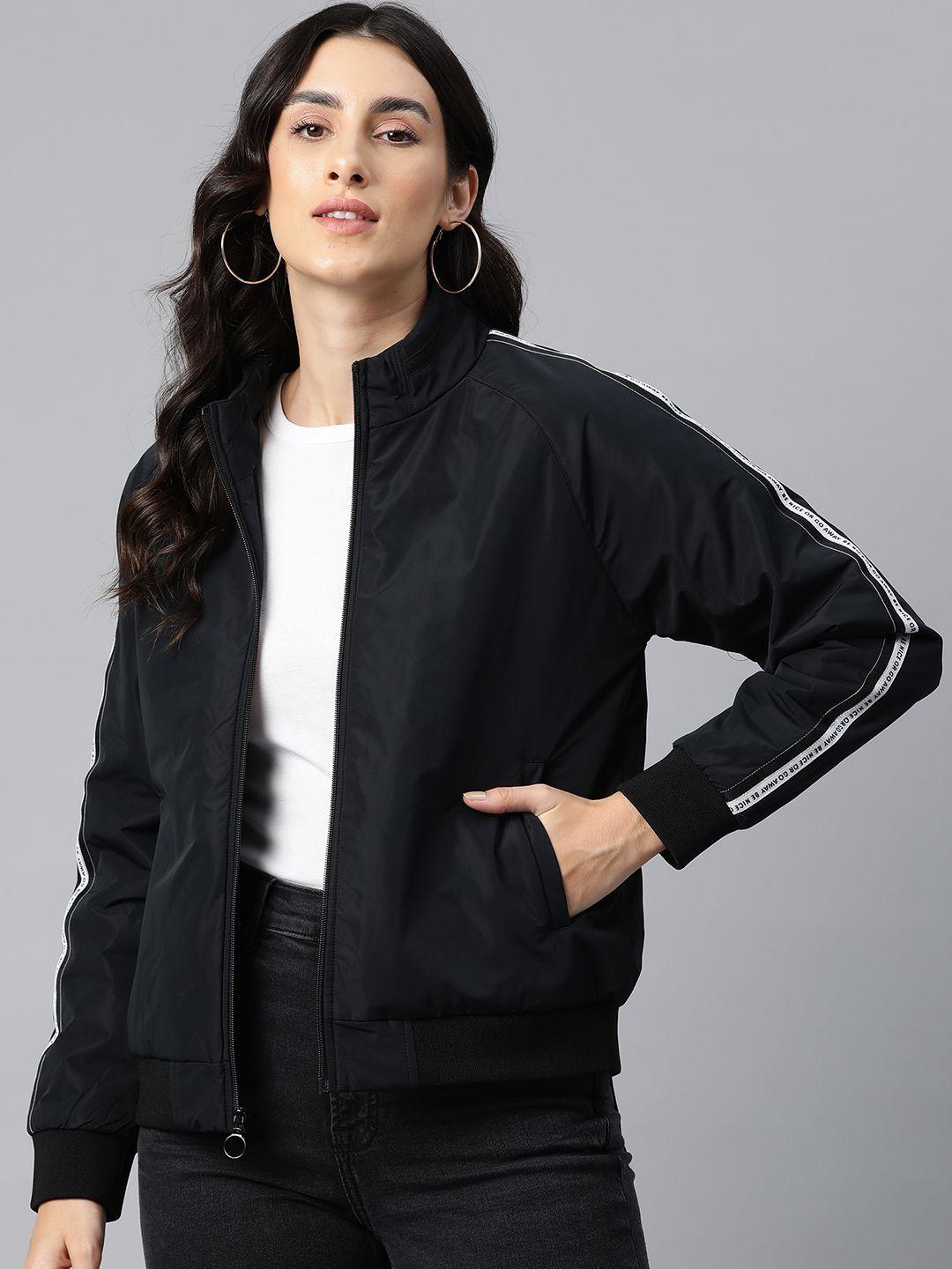 foreign culture by fort collins women bomber jacket with taping detail