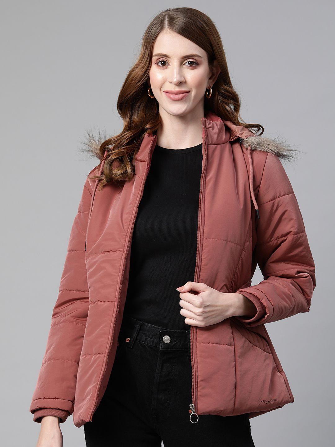 foreign culture by fort collins women dusty pink parka jacket with detachable hood