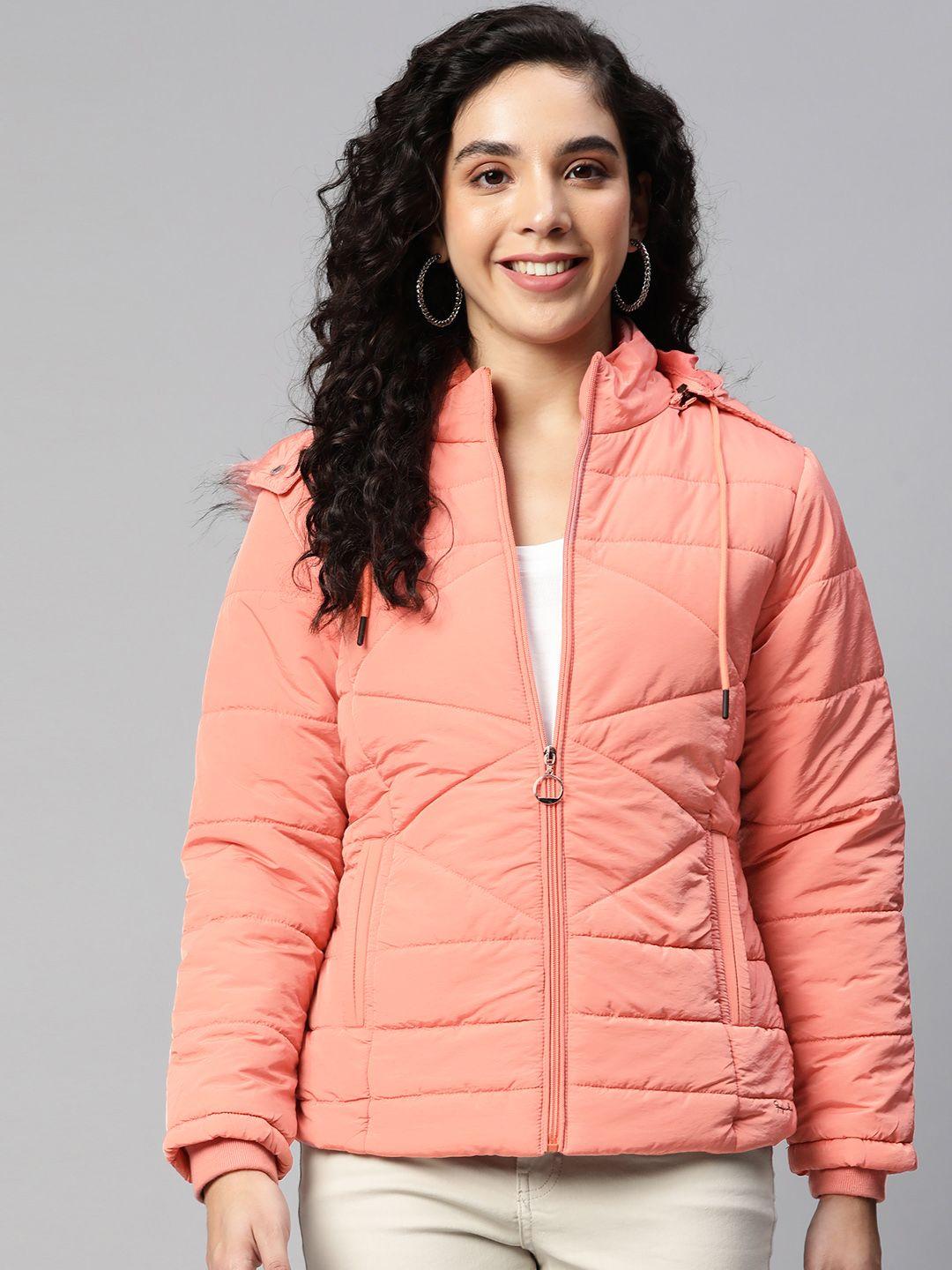 foreign culture by fort collins women pink parka jacket with detachable hood