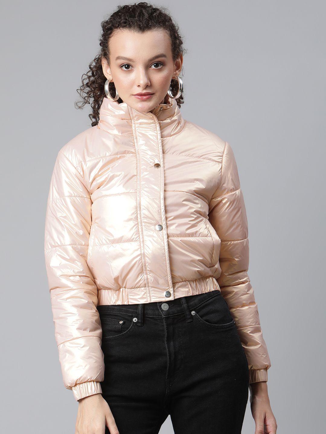 foreign culture by fort collins women pink sheen padded jacket