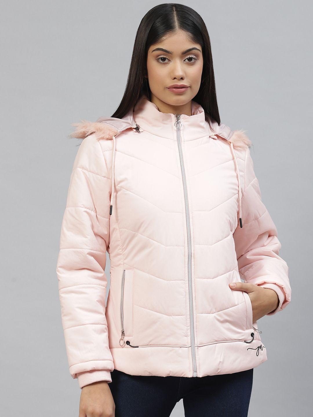 foreign culture by fort collins women pink solid faux fur trim longline parka jacket