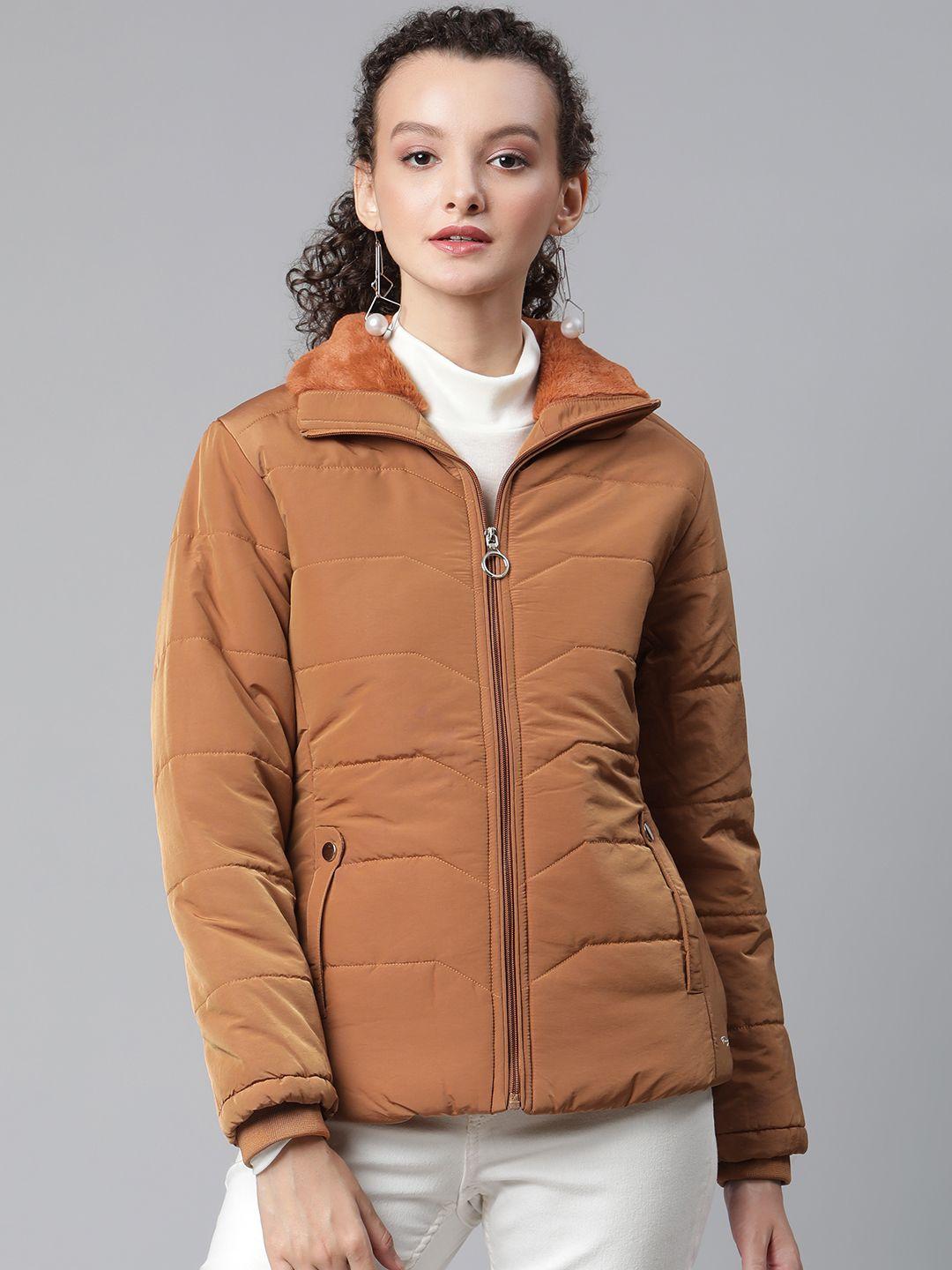 foreign culture by fort collins women rust brown padded jacket