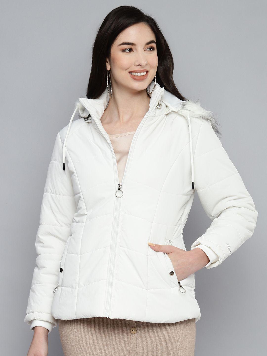 foreign culture by fort collins women white parka jacket with detachable hood