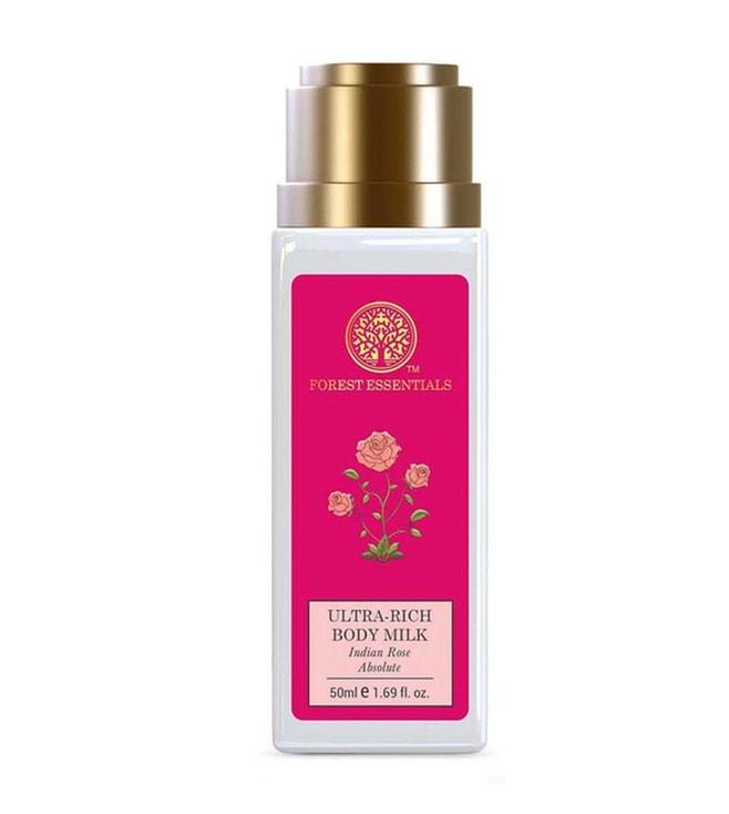 forest essentials ayurvedic travel size ultra-rich body milk indian rose absolute 50 ml
