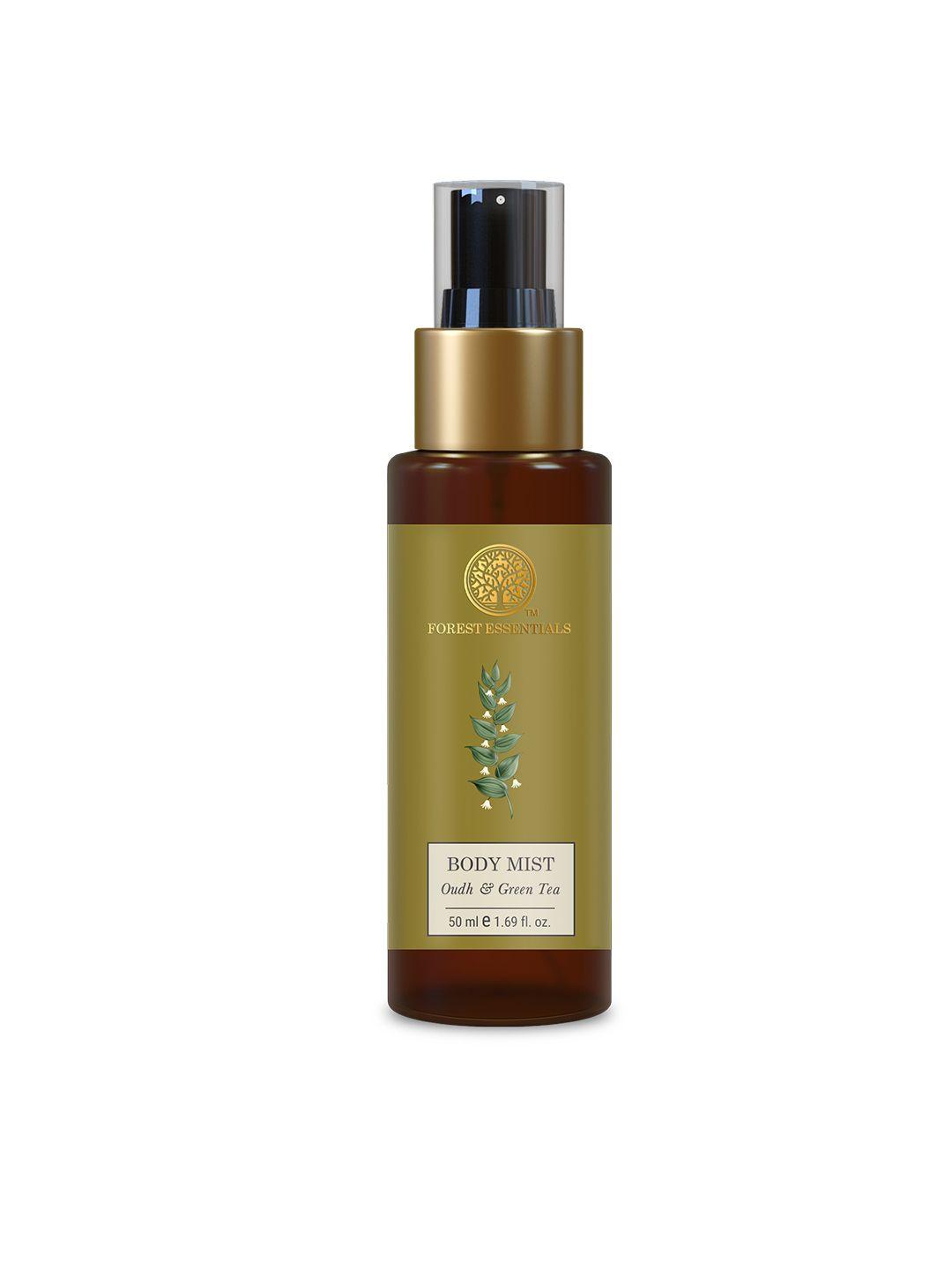 forest essentials hydrating body mist spray oudh & green tea with floral fragrance - 50ml