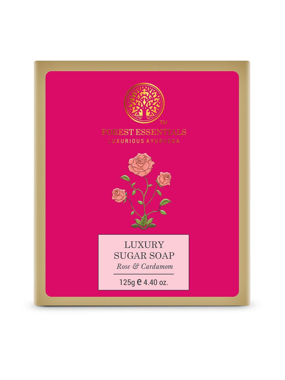 forest essentials ayurvedic handmade luxury sugar bath soap rose & cardamom 125g