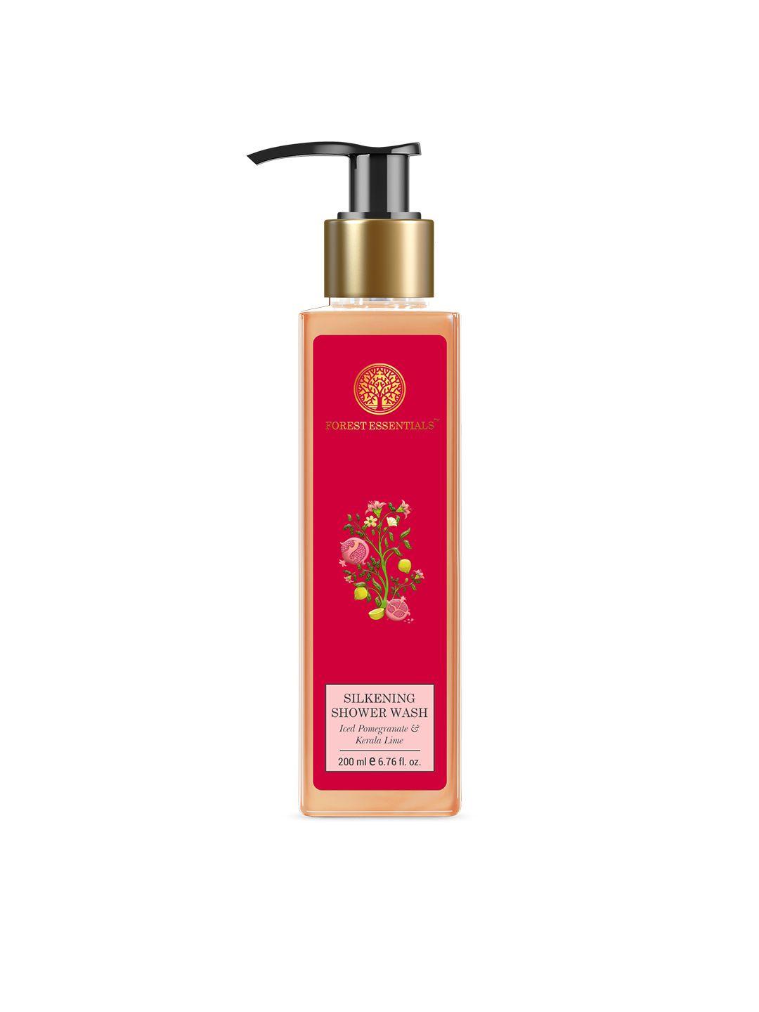 forest essentials silkening shower wash with iced pomegranate & kerala lime - 200 ml