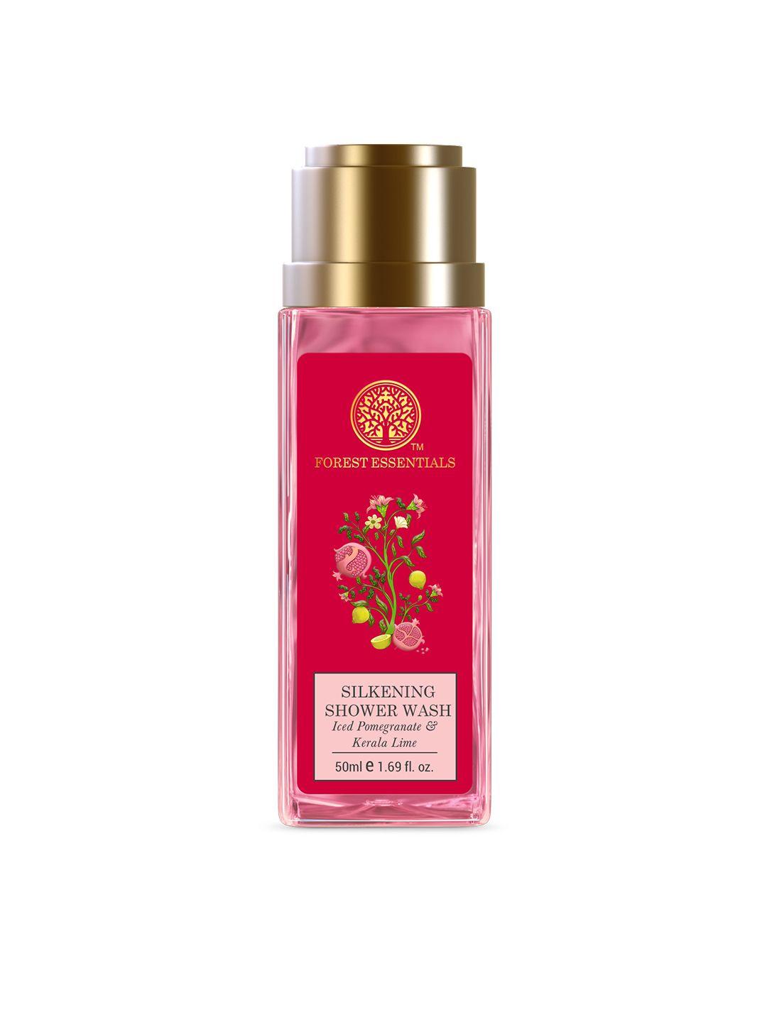 forest essentials silkening shower wash with iced pomegranate & kerala lime - 50ml