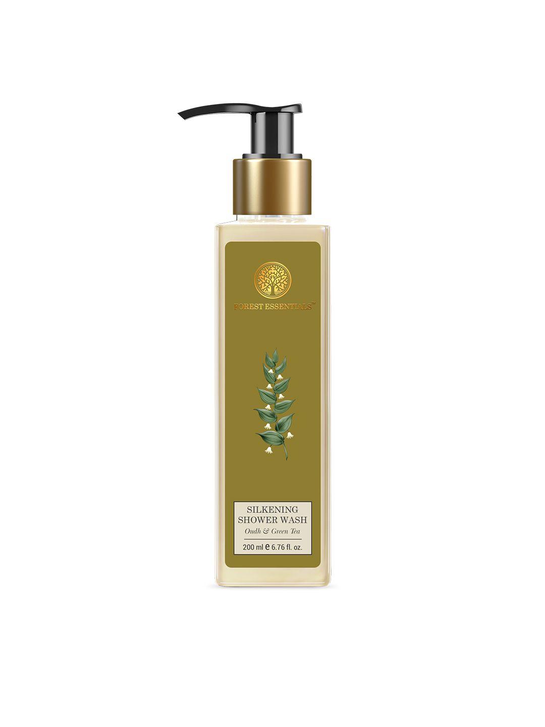 forest essentials silkening shower wash with oudh & green tea - 200ml