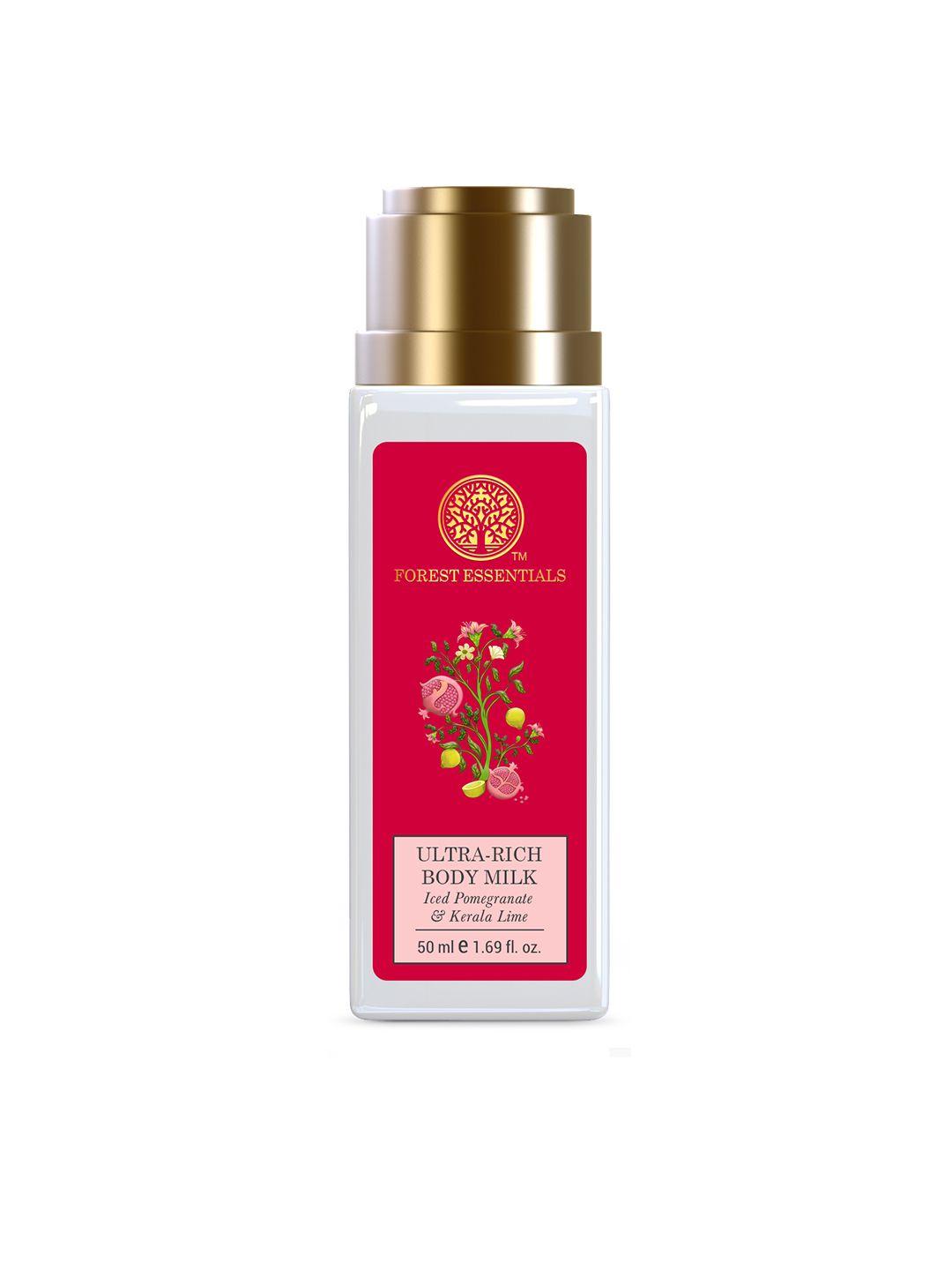 forest essentials ultra-rich body milk iced pomegranate & kerala lime body lotion - 50ml