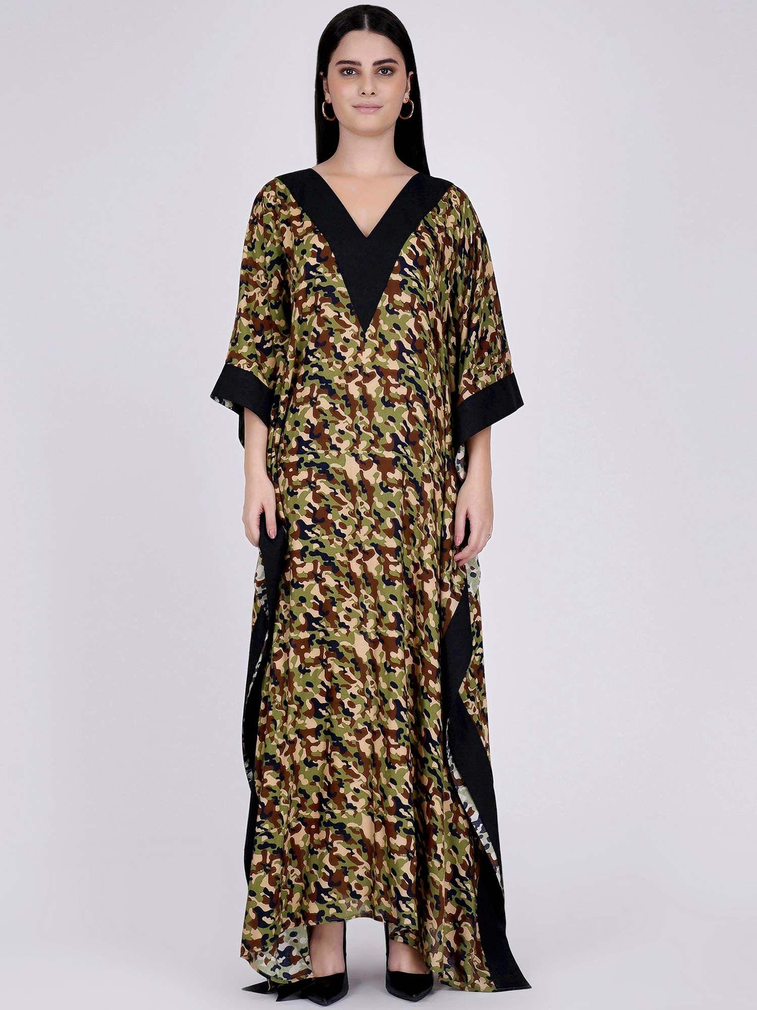 forest green camouflage full length kaftan