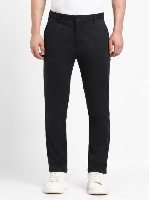forever 21 black cotton regular fit trousers