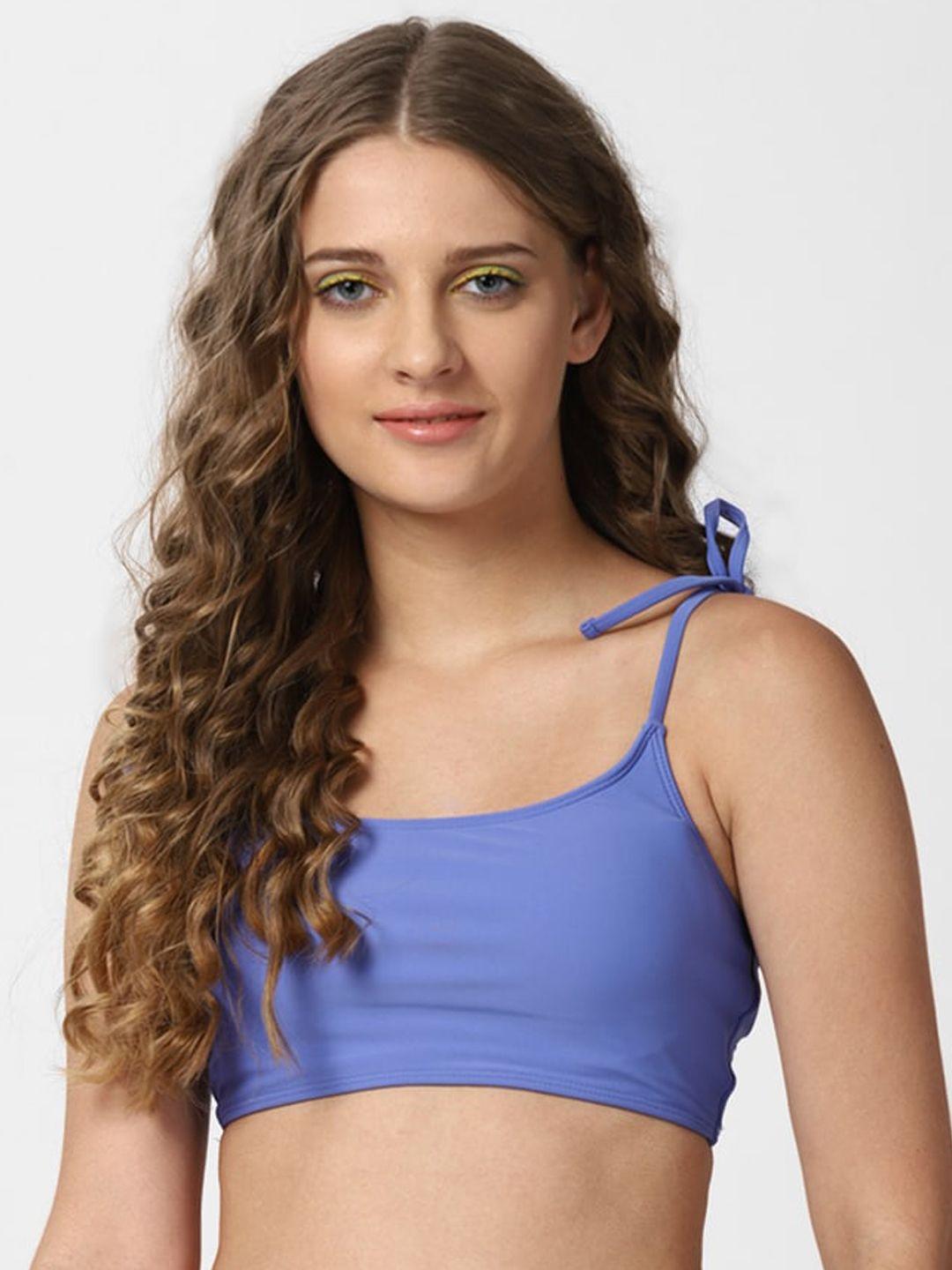 forever 21 blue solid fitted swimwear