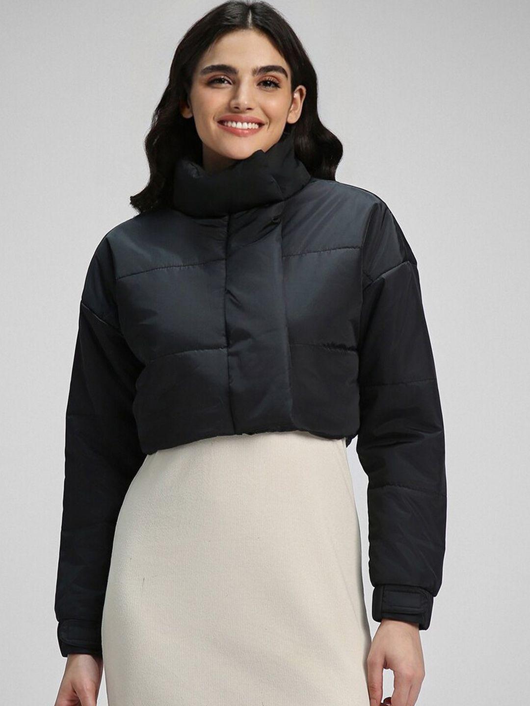 forever 21 colourblocked crop padded jacket