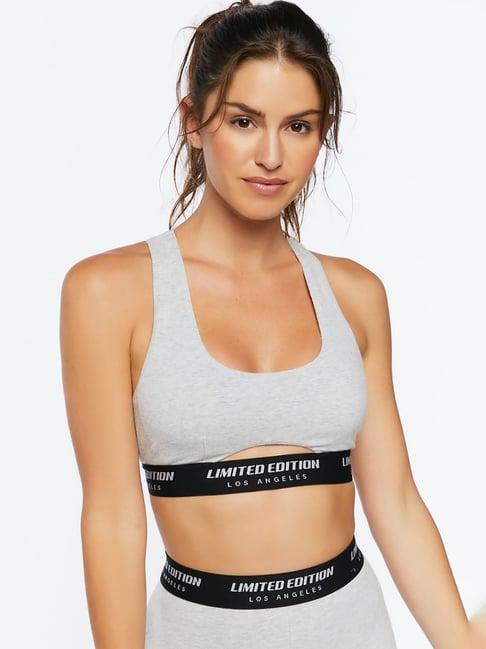 forever 21 grey cotton non wired non padded sports bra
