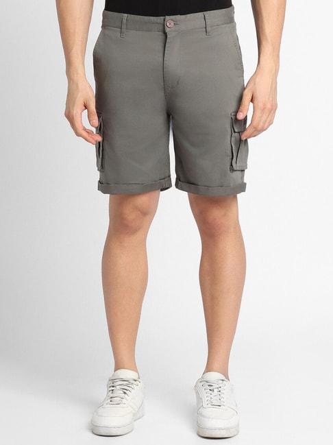 forever 21 grey cotton regular fit cargo shorts