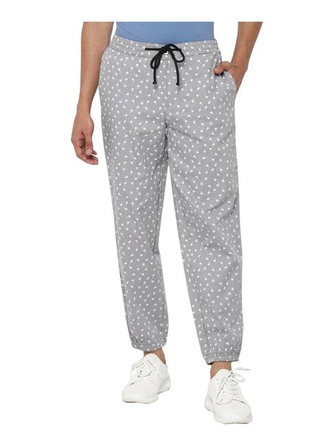 forever 21 grey cotton regular fit printed joggers
