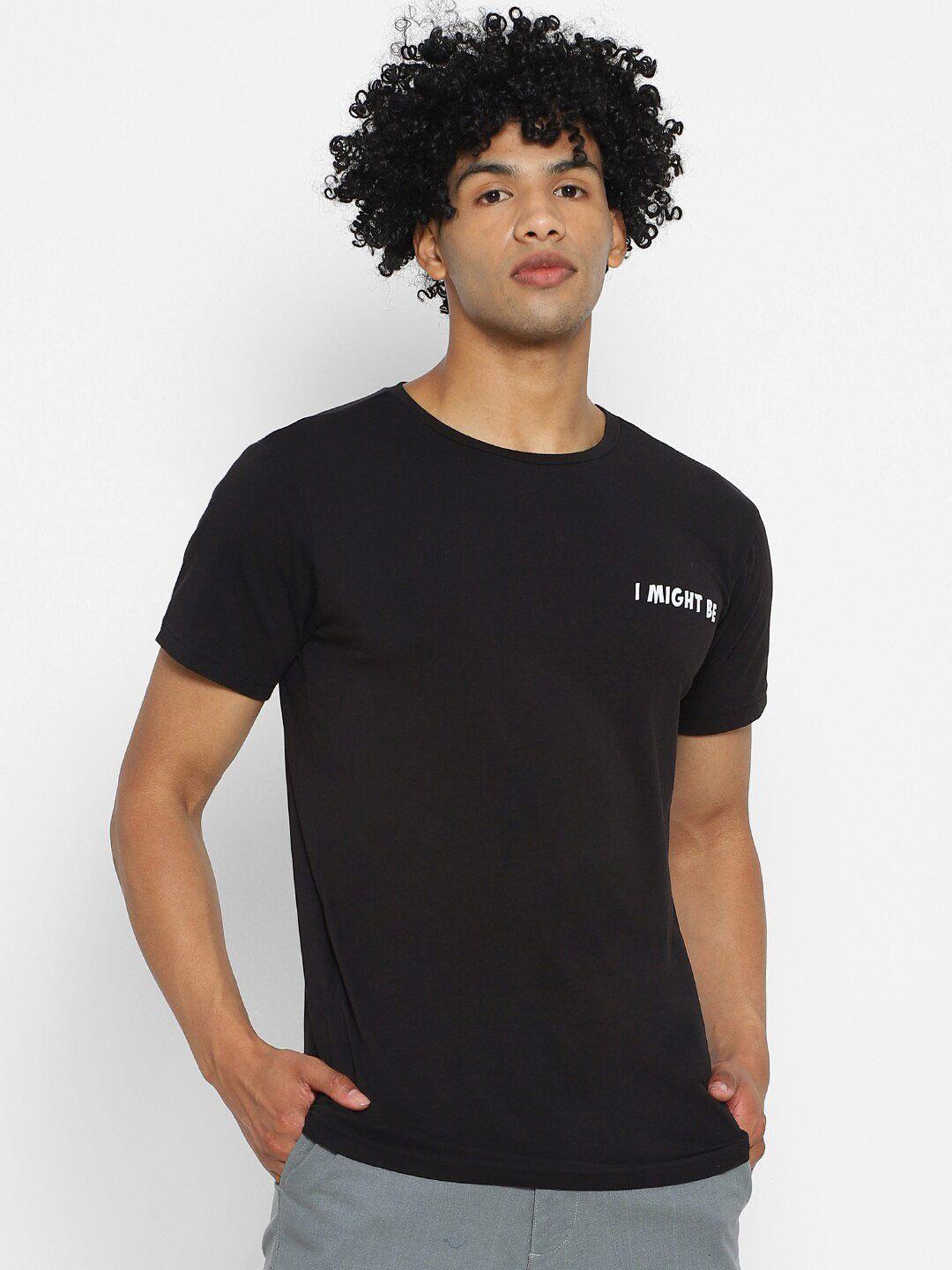 forever 21 men black printed round neck t-shirt