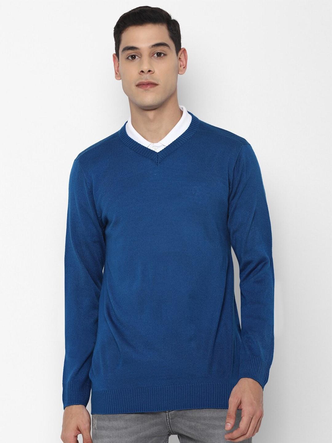 forever 21 men blue solid pullover sweater