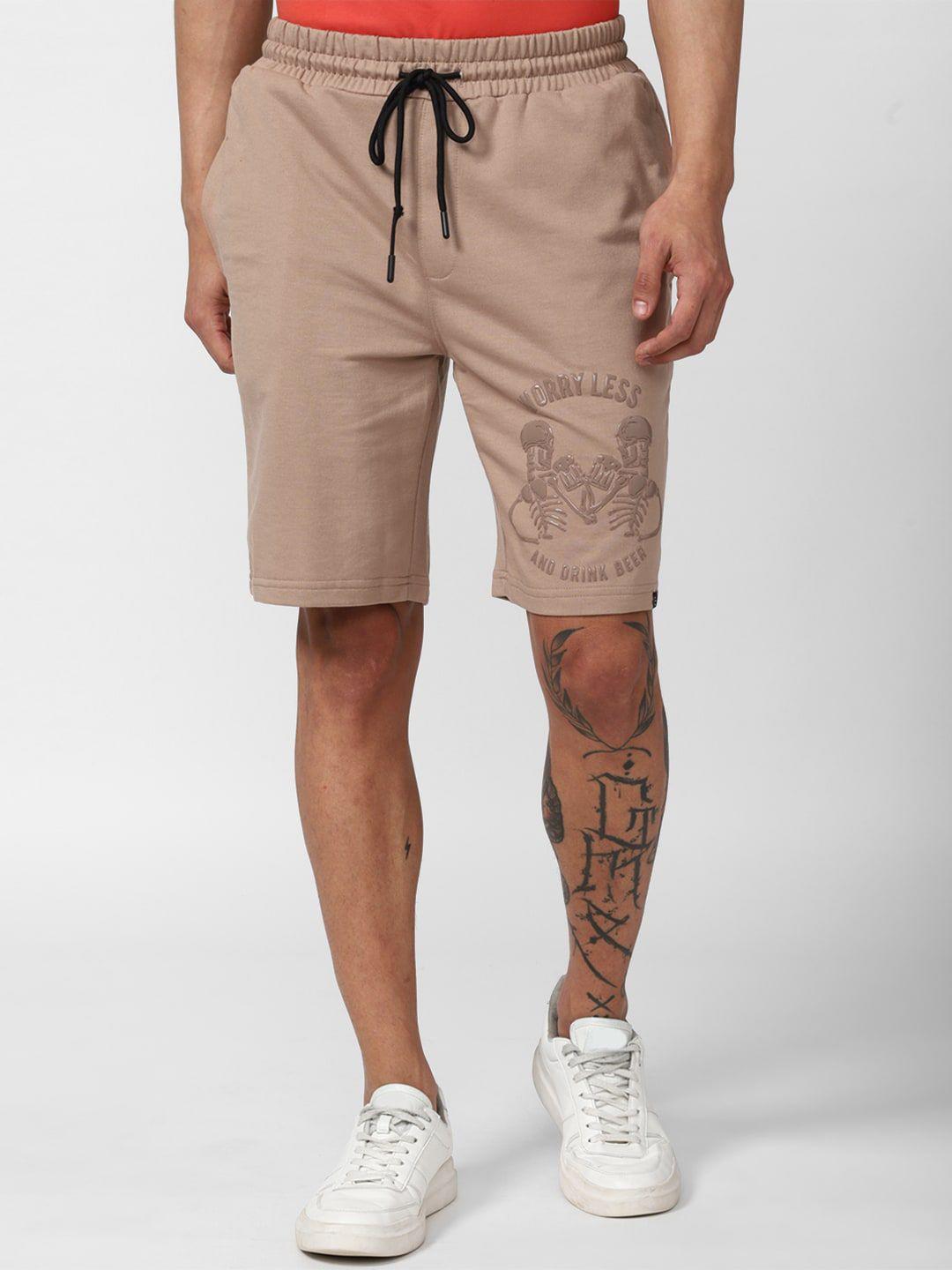 forever 21 men brown graphic printed knee length shorts