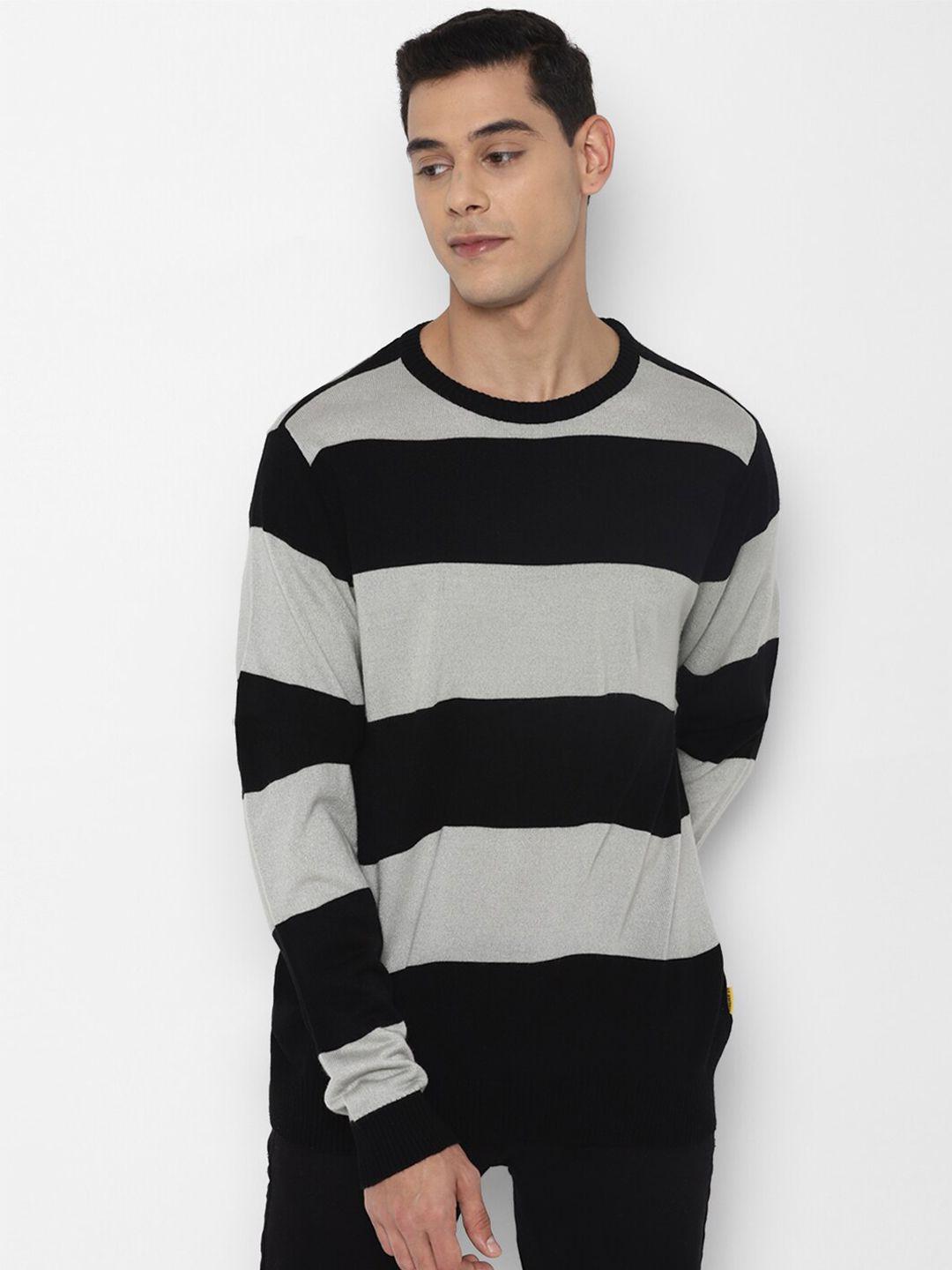 forever 21 men grey & black striped pullover