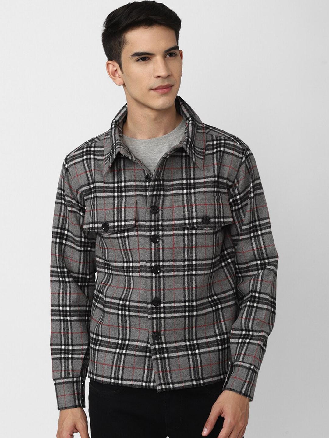 forever 21 men grey checked open front jacket