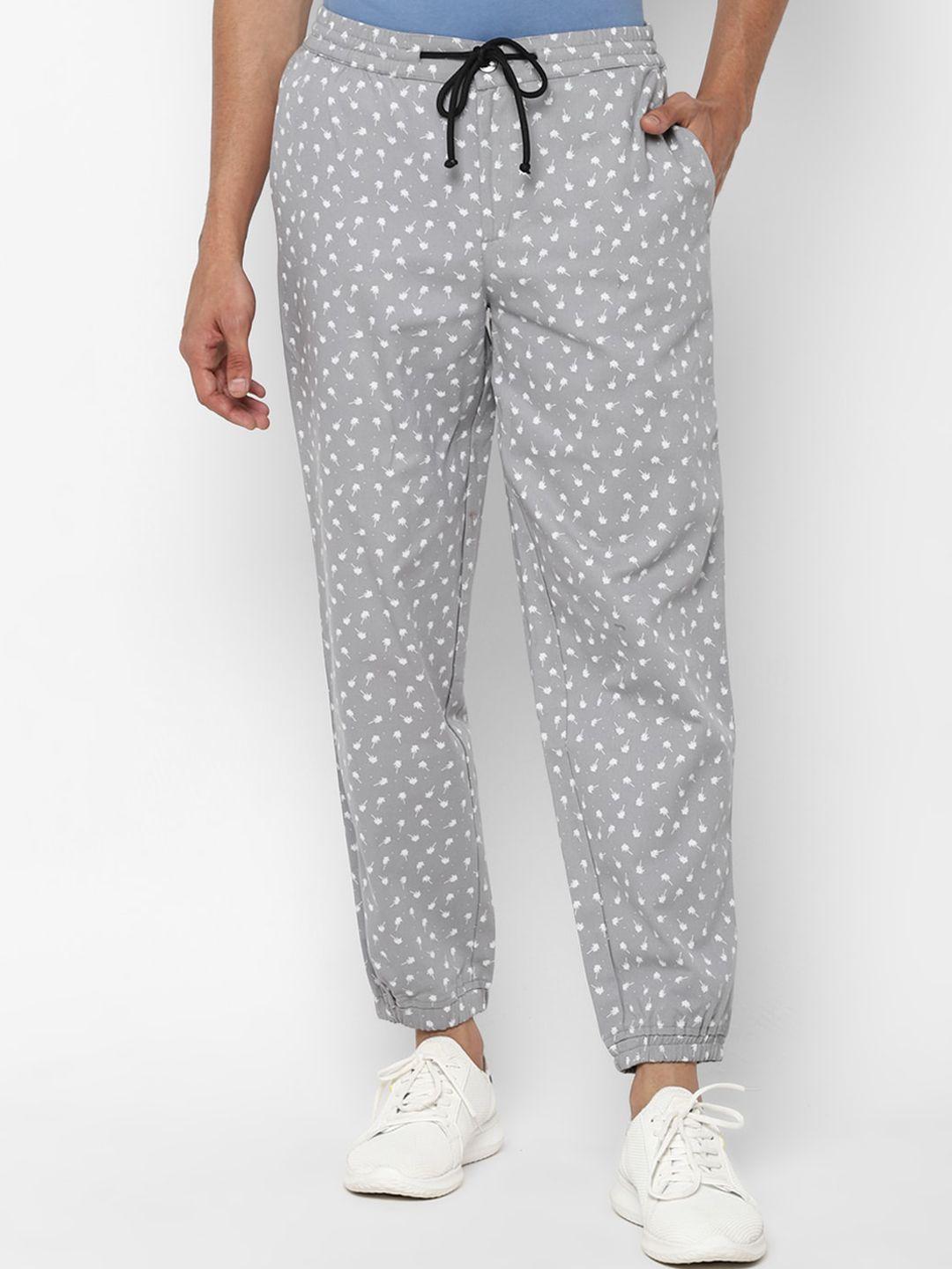forever 21 men grey printed joggers trousers