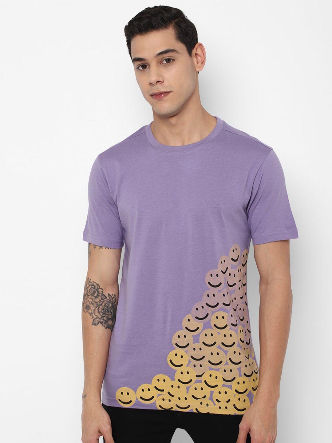 forever 21 men purple graphic printed pure cotton t-shirt