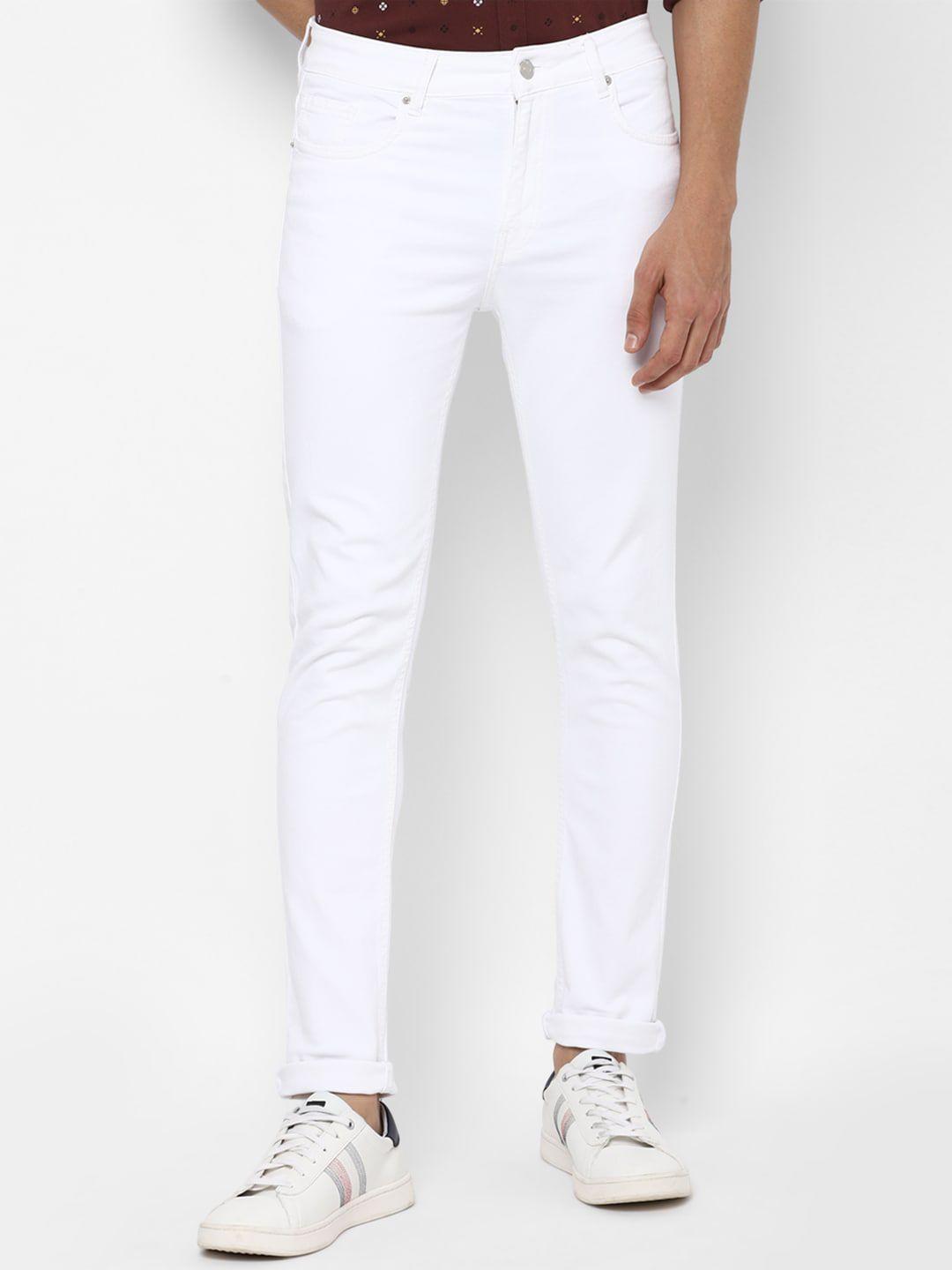 forever 21 men white mildly distressed jeans