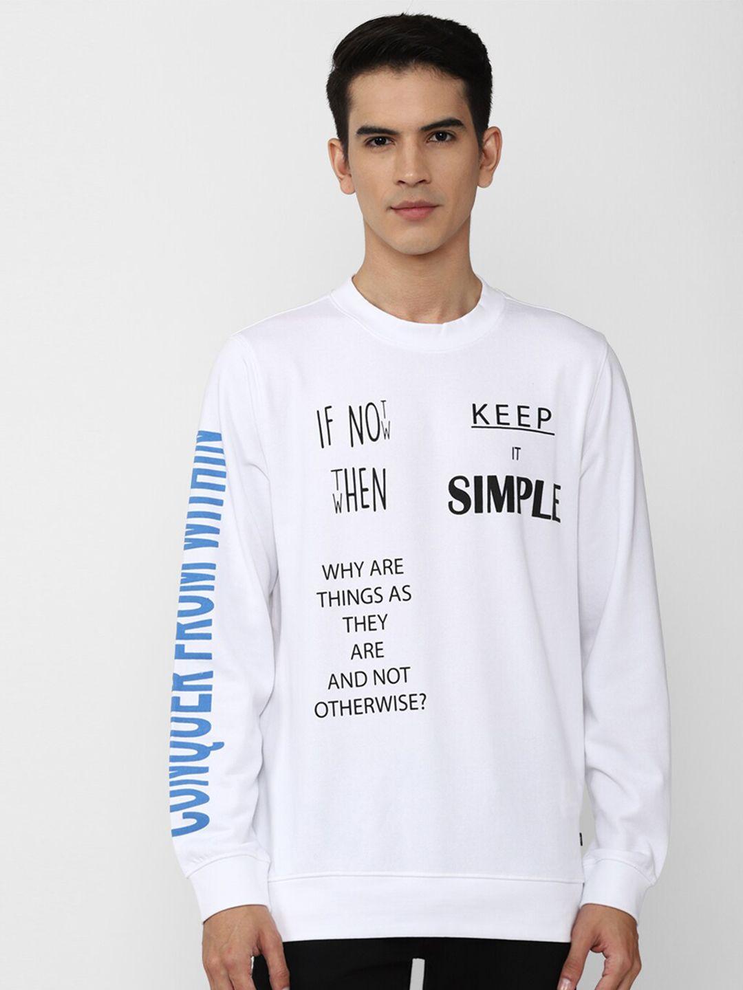 forever 21 men white printed cotton sweatshirt